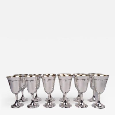  Gorham Manufacturing Co Set of 12 Antique Gorham King Albert Sterling Silver Goblets