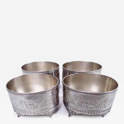 Gorham Manufacturing Co Set of 4 Gorham Sterling Silver Open Salts in Classical Aurora Pattern