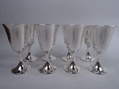  Gorham Manufacturing Co Set of 8 Gorham Sterling Silver Goblets in Desirable Puritan Pattern