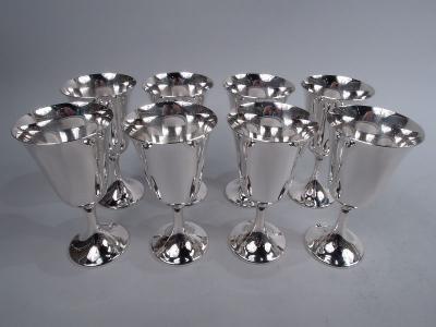  Gorham Manufacturing Co Set of 8 Gorham Sterling Silver Goblets in Desirable Puritan Pattern