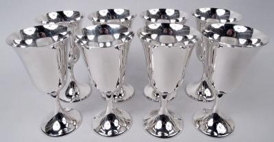  Gorham Manufacturing Co Set of 8 Gorham Sterling Silver Goblets in Desirable Puritan Pattern