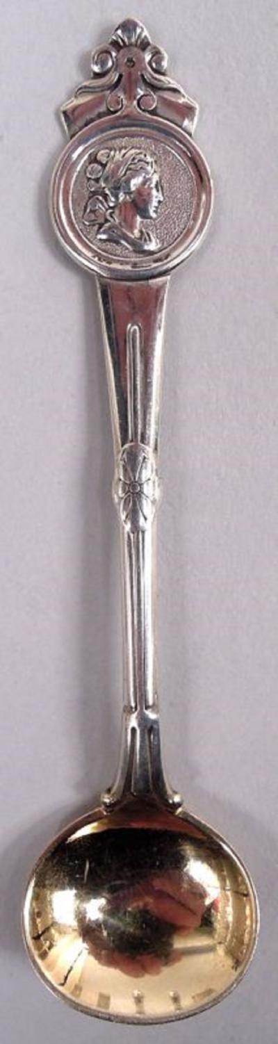  Gorham Manufacturing Co Two Pairs of Gorham Medallion Coin Silver Salt Peppers with Spoons