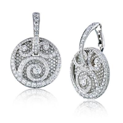  Graff GRAFF 18K WHITE GOLD MEDALLION SHAPE DIAMOND PAVE EARRINGS