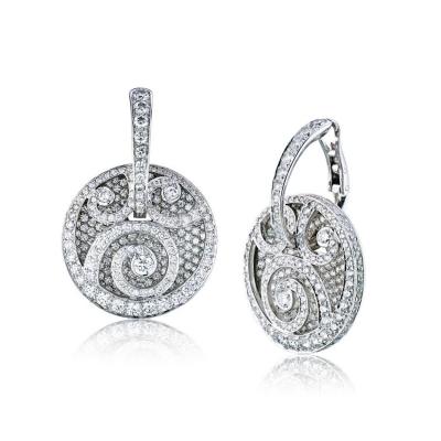  Graff GRAFF 18K WHITE GOLD MEDALLION SHAPE DIAMOND PAVE EARRINGS