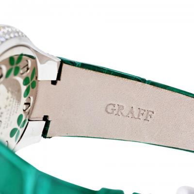  Graff Graff 18K White Gold Butterfly Green Emerald Limited Edition 32mm Dial Watch