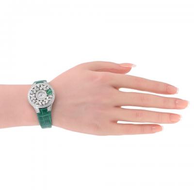  Graff Graff 18K White Gold Butterfly Green Emerald Limited Edition 32mm Dial Watch