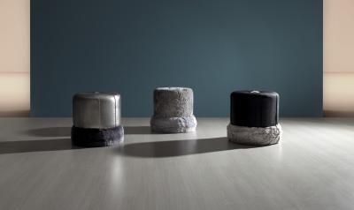  Greenapple Art Deco Adonis Pouf Ottoman Leather Faux Fur Handmade Portugal Greenapple