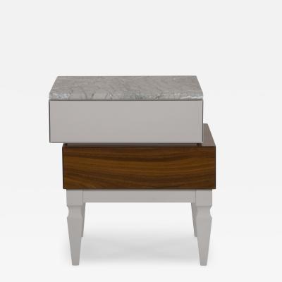  Greenapple Art Deco Block Bedside Table Marble Walnut Handmade in Portugal by Greenapple