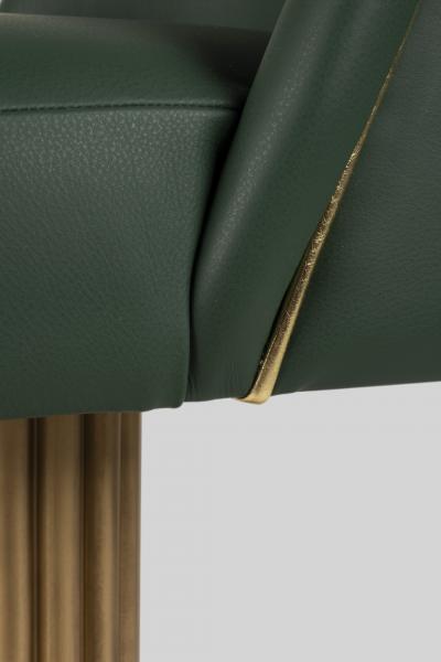  Greenapple Art Deco Flute Bar Stool Emerald Leather Handmade in Portugal by Greenapple