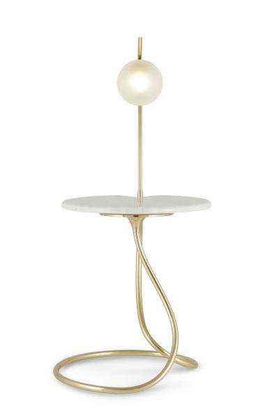  Greenapple Art Deco Oxford Side Table Calacatta Marble Brass Handmade Portugal Greenapple
