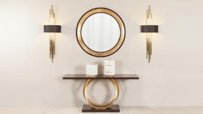  Greenapple Art Deco Turim Console Table Ebony Gold Leaf Handmade in Portugal by Greenapple