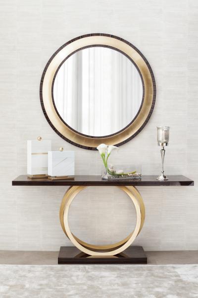  Greenapple Art Deco Turim Console Table Ebony Gold Leaf Handmade in Portugal by Greenapple