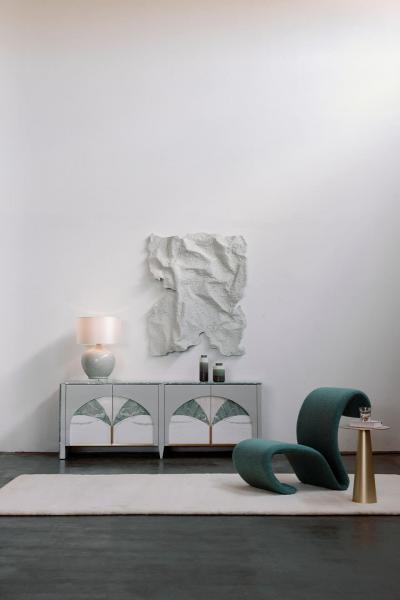  Greenapple Biloba Marble Bar Cabinet Verde Antigua Marble Handmade by Greenapple