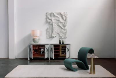  Greenapple Biloba Marble Bar Cabinet Verde Antigua Marble Handmade by Greenapple