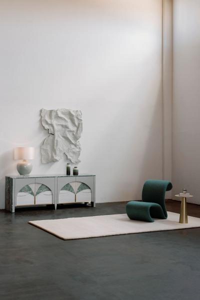  Greenapple Biloba Marble Bar Cabinet Verde Antigua Marble Handmade by Greenapple