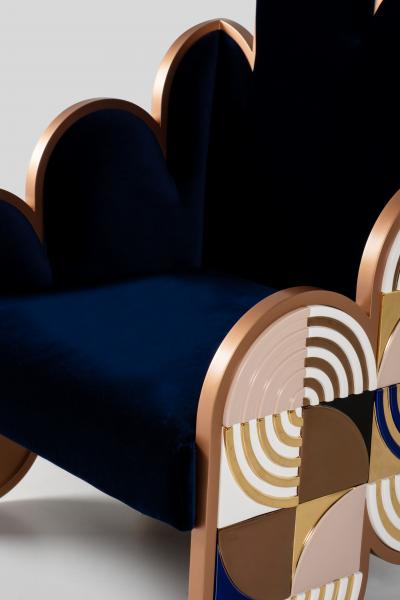 Greenapple Bohemian Sweet Dreams Armchair Navy Velvet Handmade Portugal by Lusitanus Home