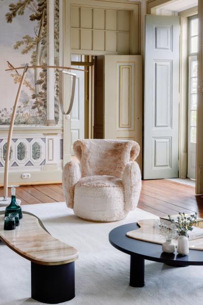 Greenapple Greenapple Armchair Grass Armchair Light Orange Faux Fur Handmade in Portugal