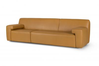  Greenapple Modern Almourol Sofa Camel Italian Leather Handmade in Portugal by Greenapple