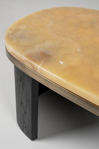 Greenapple Modern Armona Coffee Table Onyx Brass Handmade in Portugal by Greenapple