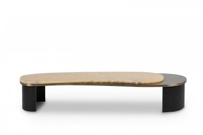 Greenapple Modern Armona Coffee Table Onyx Brass Handmade in Portugal by Greenapple