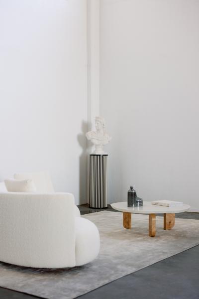  Greenapple Modern Black Flute Pedestal Sculpture Column Handmade in Portugal by Greenapple