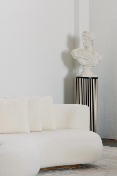  Greenapple Modern Black Flute Pedestal Sculpture Column Handmade in Portugal by Greenapple