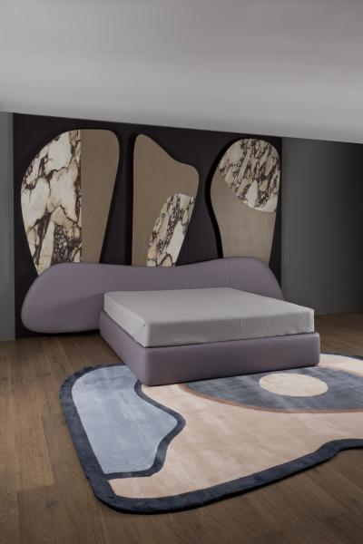  Greenapple Modern Free Hand US King Size Bed Purple Leather Handmade in Portugal Greenapple