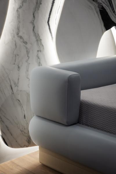  Greenapple Modern Hug Bed Light Blue Italian Leather Handmade in Portugal by Greenapple