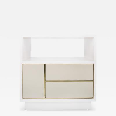  Greenapple Modern Jensen Nightstands Beige Leather Brass Handmade in Portugal by Greenapple