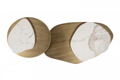  Greenapple Modern Landscape Nesting Coffee Tables Marble Brass Handmade Portugal Greenapple