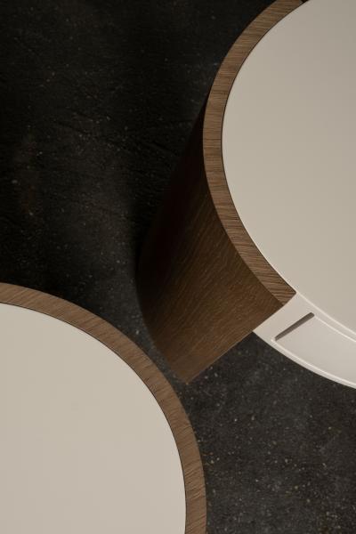  Greenapple Modern Mageru Nightstand Oak Brass Beige Leather Handmade Portugal Greenapple