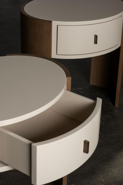  Greenapple Modern Mageru Nightstand Oak Brass Beige Leather Handmade Portugal Greenapple