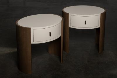  Greenapple Modern Mageru Nightstand Oak Brass Beige Leather Handmade Portugal Greenapple