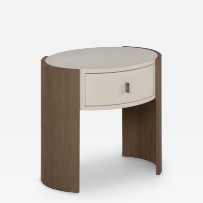  Greenapple Modern Mageru Nightstand Oak Brass Beige Leather Handmade Portugal Greenapple