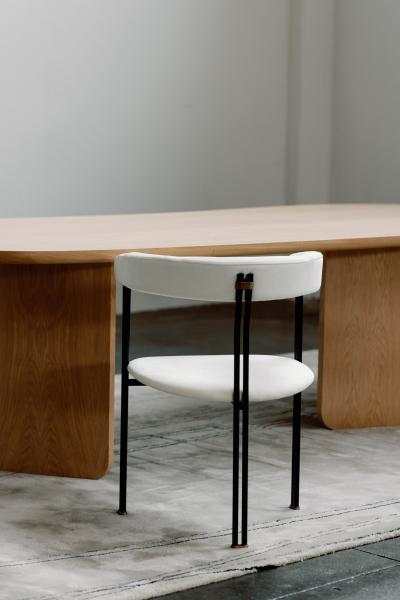  Greenapple Modern Maia Dining Chairs White Holly Hunt Fabric Handmade by Greenapple