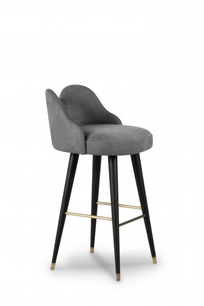  Greenapple Modern Mary Bar Stools Nubuck Leather Brass Handmade in Portugal by Greenapple