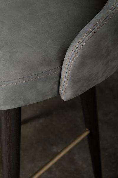  Greenapple Modern Mary Bar Stools Nubuck Leather Brass Handmade in Portugal by Greenapple