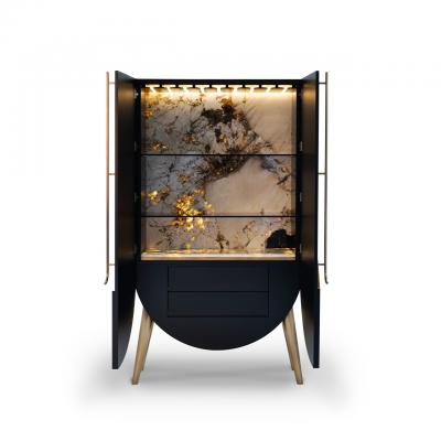  Greenapple Modern Saqris Bar Cabinet Patagonia Stone Black Handmade in Portugal Greenapple