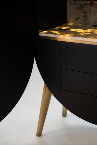  Greenapple Modern Saqris Bar Cabinet Patagonia Stone Black Handmade in Portugal Greenapple