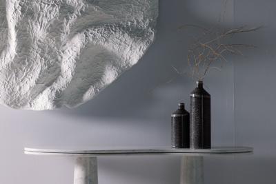  Greenapple Modern Silhueta Console Table Carrara Marble Handmade by Greenapple
