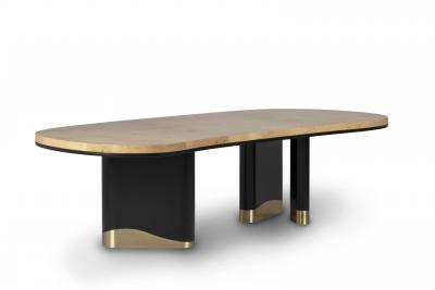 Greenapple Modern Sistelo Dining Table Oak Root Brass Handmade in Portugal by Greenapple