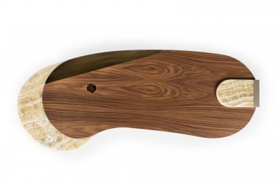  Greenapple Organic Modern Armona Desk Walnut Brass Onyx Handmade in Portugal by Greenapple