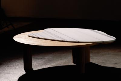  Greenapple Organic Modern Bordeira Coffee Table Lasa Venato Marble Handmade by Greenapple