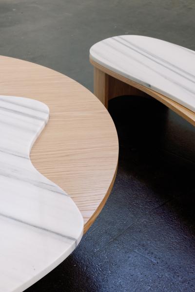  Greenapple Organic Modern Bordeira Coffee Table Lasa Venato Marble Handmade by Greenapple