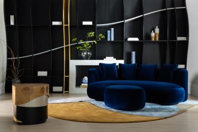  Greenapple Organic Modern Twins Sofa Navy Velvet Handmade in Portugal by Greenapple