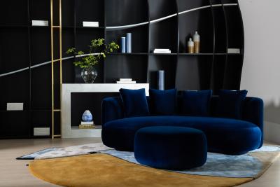  Greenapple Organic Modern Twins Sofa Navy Velvet Handmade in Portugal by Greenapple