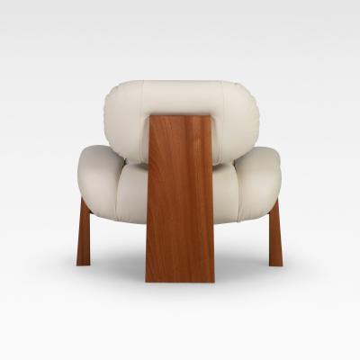 Greenapple Sense Leather Lounge Chair Light Beige Handmade in Portugal by Greenapple