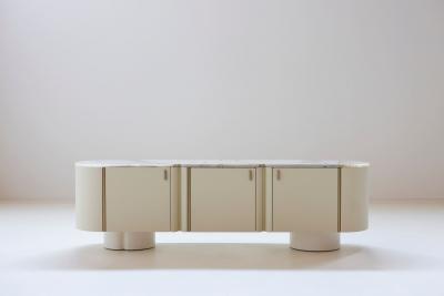  Greenapple Socalco Leather Sideboard Marble Top Handmade in Portugal by Greenapple