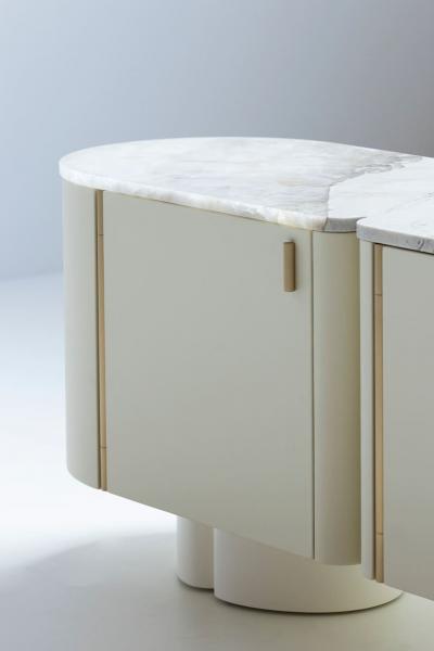  Greenapple Socalco Leather Sideboard Marble Top Handmade in Portugal by Greenapple