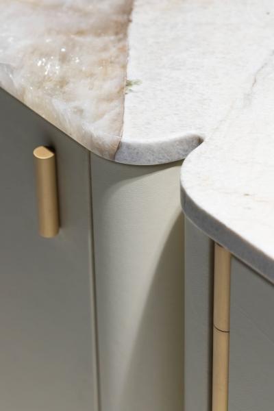  Greenapple Socalco Leather Sideboard Marble Top Handmade in Portugal by Greenapple